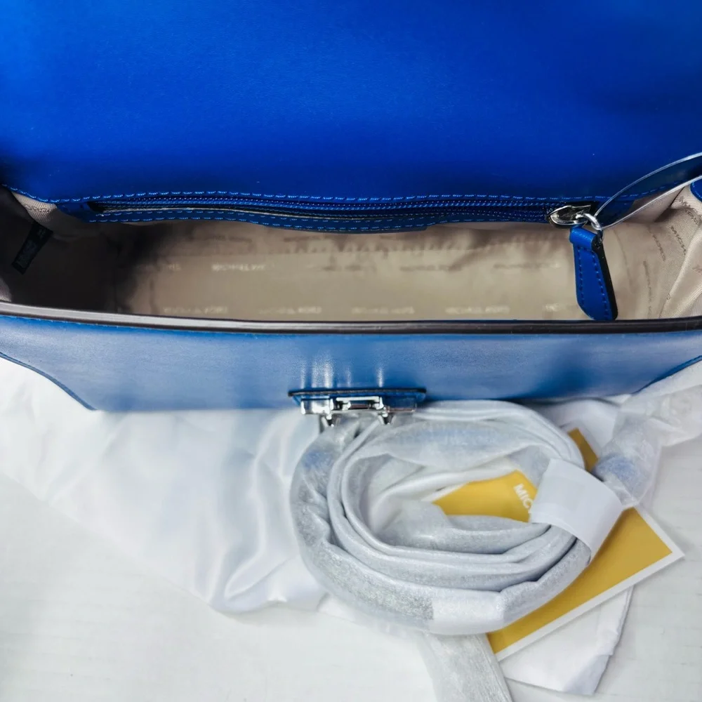 New MICHAEL KORS Sloan Medium Leather Satchel in Electric Blue - Picture 2 of 6